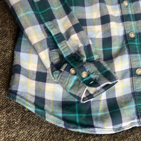 Eddie Bauer Blue Plaid 100% Cotton Button Down sz S - Picture 3 of 9